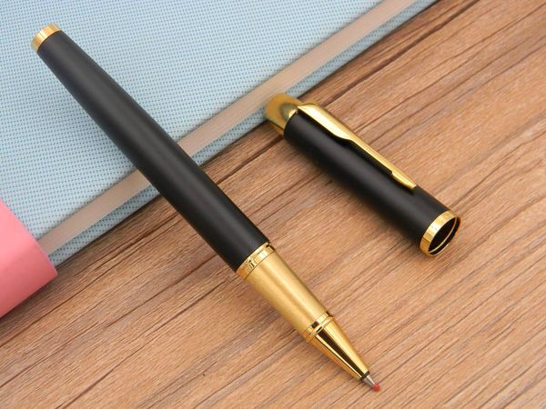 2pc business parker im series matte black with golden trim roller ball pen, Blue;orange
2pc business parker im series matte black with golden trim roller ball pen, Blue;orange