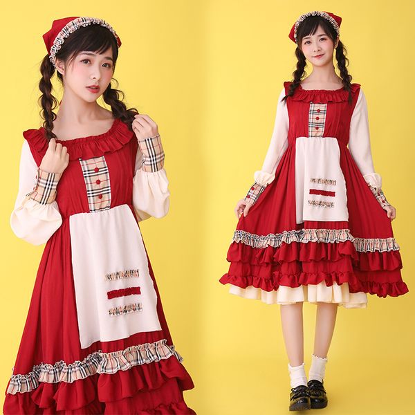 2020 new style spring lolita japanese-style princess skirt industrial joint daily life retro dress cute student's dress, Black;red
2020 new style spring lolita japanese-style princess skirt industrial joint daily life retro dress cute student's dress, Black;red
