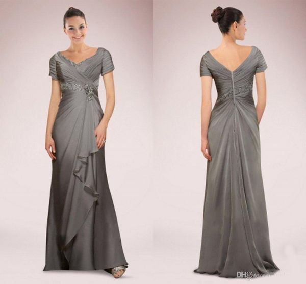 silver grey elegant mother of the bride dresses plus size v neck wedding guest dresses short sleeve pleats evening gowns, Black;red
silver grey elegant mother of the bride dresses plus size v neck wedding guest dresses short sleeve pleats evening gowns, Black;red