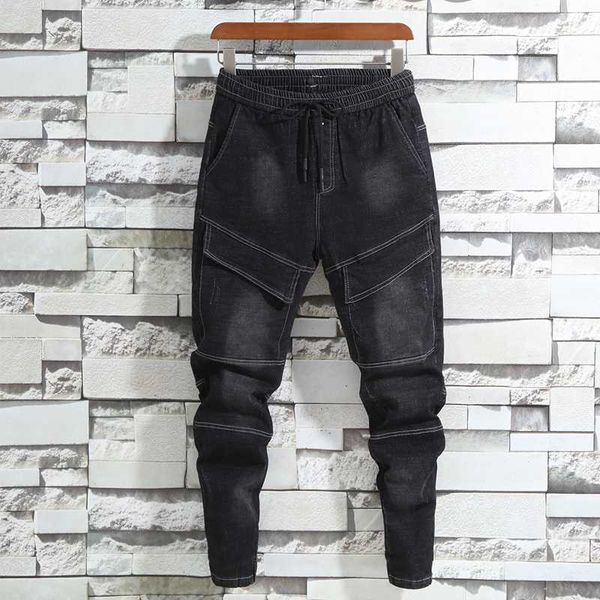 drawstring black jeans men's stretch slim fashion washed retro casual jean pants men streetwear wild hip hop denim trousers mens, Blue
drawstring black jeans men's stretch slim fashion washed retro casual jean pants men streetwear wild hip hop denim trousers mens, Blue