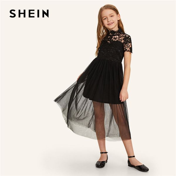 shein kiddie black stand collar guipure bodice mesh overlay girls party dress 2019 summer a line flared kids dresses for girl, Red;yellow
shein kiddie black stand collar guipure bodice mesh overlay girls party dress 2019 summer a line flared kids dresses for girl, Red;yellow