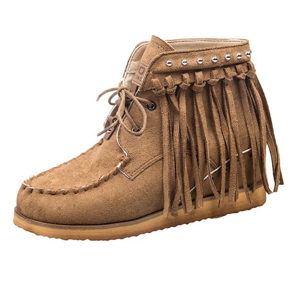 roman flat bottom with lace-up fringed booties suede sewing solid color large code round toe booties winter boots women 2019, Black
roman flat bottom with lace-up fringed booties suede sewing solid color large code round toe booties winter boots women 2019, Black