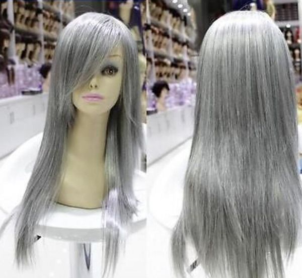 wig popular new long gray mixed straight cosplay hair wig, Black;brown
wig popular new long gray mixed straight cosplay hair wig, Black;brown