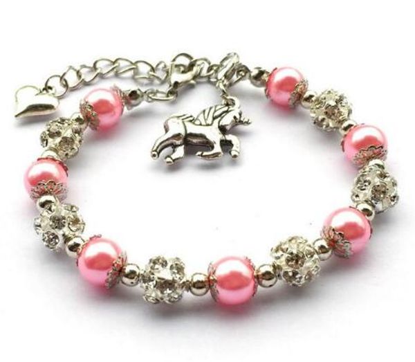 new 10pcs/lot 8mm simulated pearls handmade beaded crystal charm bracelet for unicorn lover gift horse jewelry charm bracelet girls jewlery, Golden;silver
new 10pcs/lot 8mm simulated pearls handmade beaded crystal charm bracelet for unicorn lover gift horse jewelry charm bracelet girls jewlery, Golden;silver
