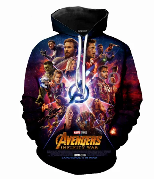 

2019 marvel avengers endgame iron man captain america 3d printed hoodies women men 3d print pullovers outerwear casual a353, Black