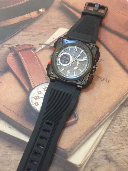 46mm outdoor bellross aviation skeleton dial mens watches square black steel case quartz satch man watch with black rubber strap, Slivery;brown
46mm outdoor bellross aviation skeleton dial mens watches square black steel case quartz satch man watch with black rubber strap, Slivery;brown