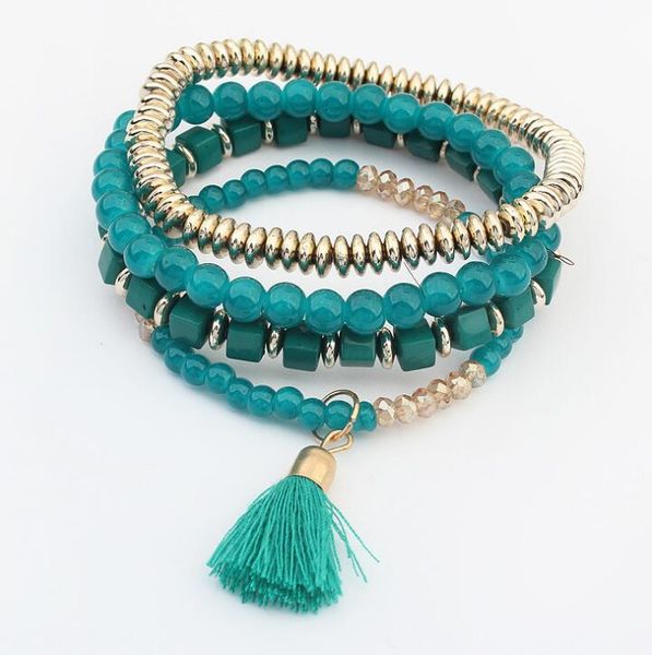 poem snow trend cube delicate ball multi-layer elastic bracelet, Black 
poem snow trend cube delicate ball multi-layer elastic bracelet, Black