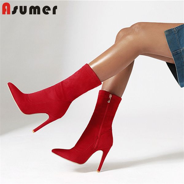 asumer 2020 big size 48 ankle boots women flock pointed toe thin high heel party wedding shoes autumn winter stretch boots woman, Black
asumer 2020 big size 48 ankle boots women flock pointed toe thin high heel party wedding shoes autumn winter stretch boots woman, Black