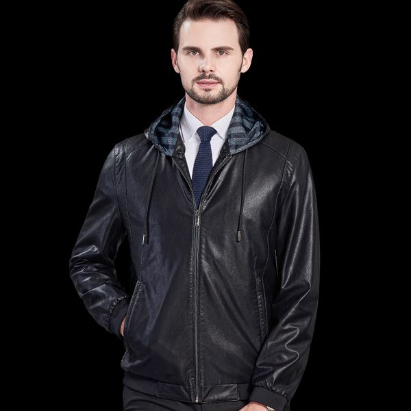 menne available for young and middle-aged men business casual large size hooded leather jacket leather jacket, Black
menne available for young and middle-aged men business casual large size hooded leather jacket leather jacket, Black