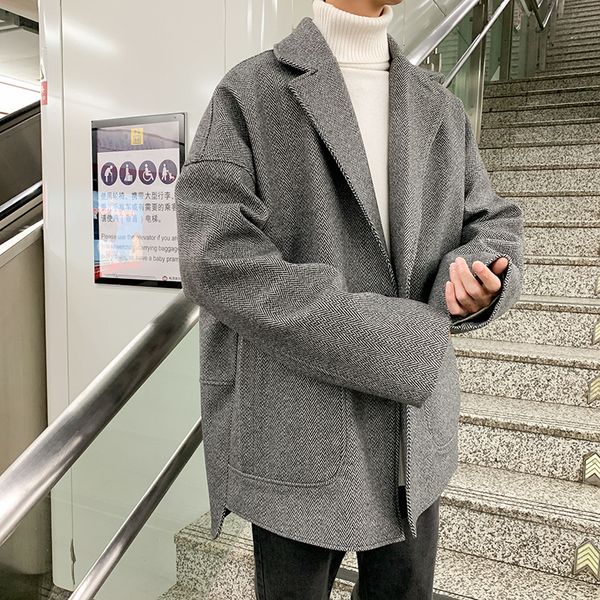 men's wool & blends winter woolen coat fashion solid color business casual v-neck jacket man wild loose british wind male, Black
men's wool & blends winter woolen coat fashion solid color business casual v-neck jacket man wild loose british wind male, Black