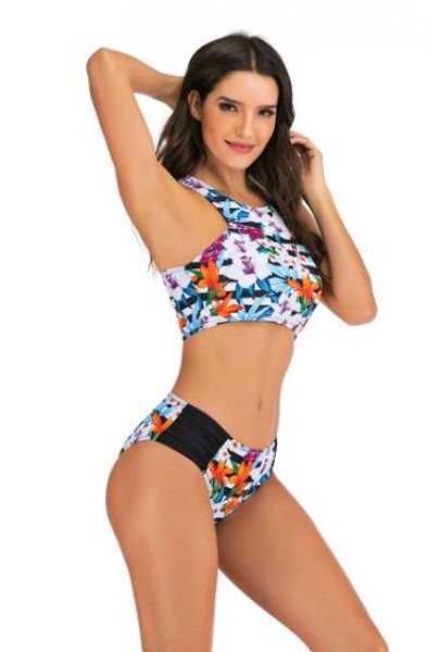 womens designer floral printed swimsuits fashion crew neck two piece swimsuit tankinis casual womens summer clothes, White;black
womens designer floral printed swimsuits fashion crew neck two piece swimsuit tankinis casual womens summer clothes, White;black