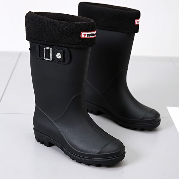plush women's rain shoes warm fashion waterproof boots middle tube antiskid water boots south korean rubber shoes 36-40, Black
plush women's rain shoes warm fashion waterproof boots middle tube antiskid water boots south korean rubber shoes 36-40, Black
