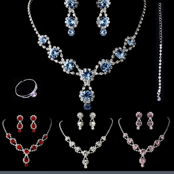 2019 new wedding bridal necklace earrings jewelry set of 4 multicolor crystal rhinestone bridal jewelry sets wedding bride necklace, White
2019 new wedding bridal necklace earrings jewelry set of 4 multicolor crystal rhinestone bridal jewelry sets wedding bride necklace, White