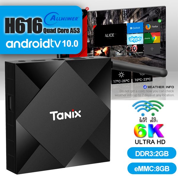 

1шт Tanix TX6S Smart TV Box Android 10,0 Allwinner H616 4GB 32GB 64GB Quad Core 6K двойной Wifi TX6 Set Top Box
