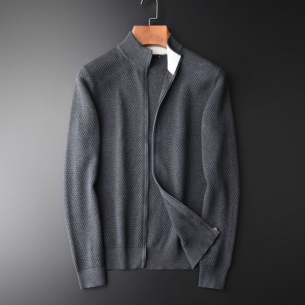 men hight quality grey navy solid color cardigan zipper sweater male fashion slim fit stand collar mens sweaters, White;black
men hight quality grey navy solid color cardigan zipper sweater male fashion slim fit stand collar mens sweaters, White;black