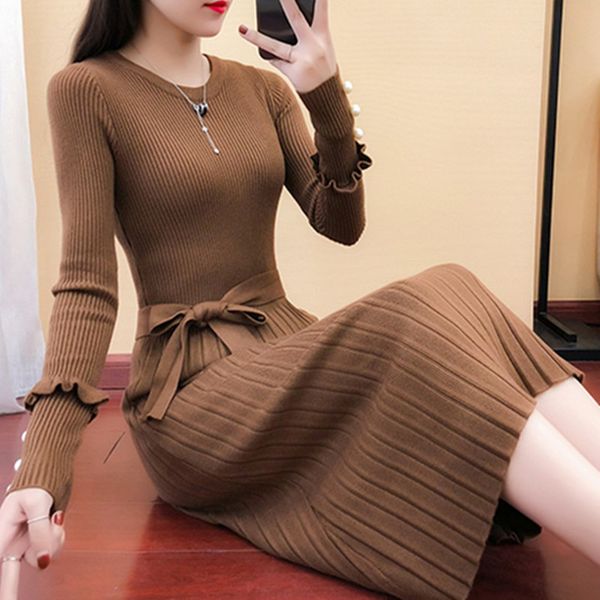 autumn winter sweater dresses women slim long sleeve beading knitted dress sashes female bow lace up pleated dress vestidos 1725, Black;gray
autumn winter sweater dresses women slim long sleeve beading knitted dress sashes female bow lace up pleated dress vestidos 1725, Black;gray