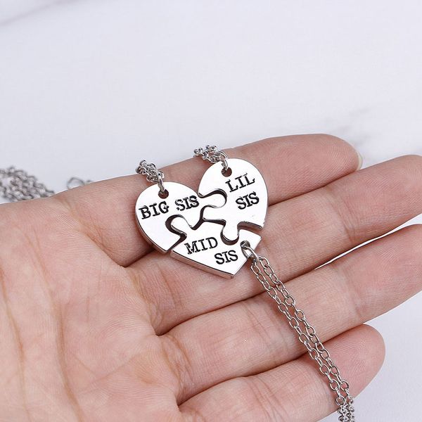 3pcs/set big mid lil sis heart pendant necklace bff chain simple special gift for mother daughter family friends jewelry, Silver
3pcs/set big mid lil sis heart pendant necklace bff chain simple special gift for mother daughter family friends jewelry, Silver