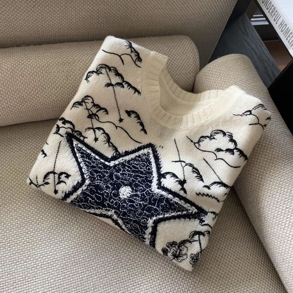 2020 autumn/spring women clothes winter woman sweater flower stars embroidery pullover wool women's knitted cashmere sweater, White;black
2020 autumn/spring women clothes winter woman sweater flower stars embroidery pullover wool women's knitted cashmere sweater, White;black
