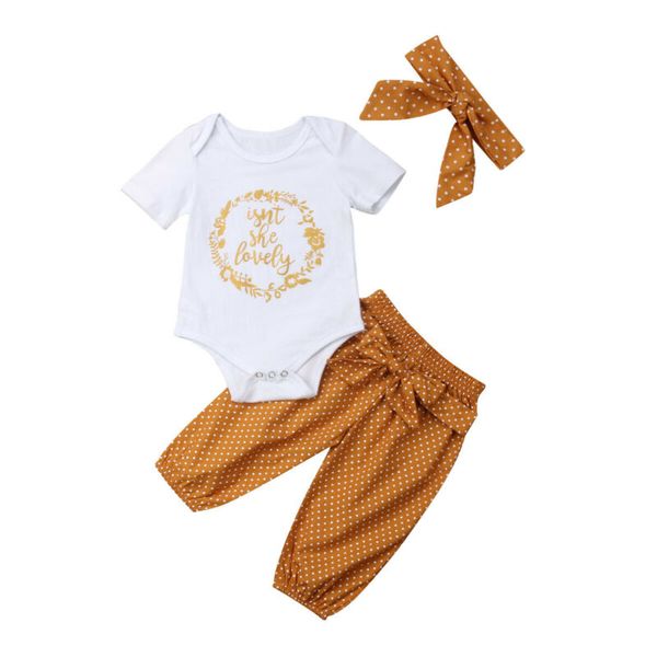 brand new toddler baby girls summer clothes romper + dot pants + headband outfits set 3fs, White
brand new toddler baby girls summer clothes romper + dot pants + headband outfits set 3fs, White