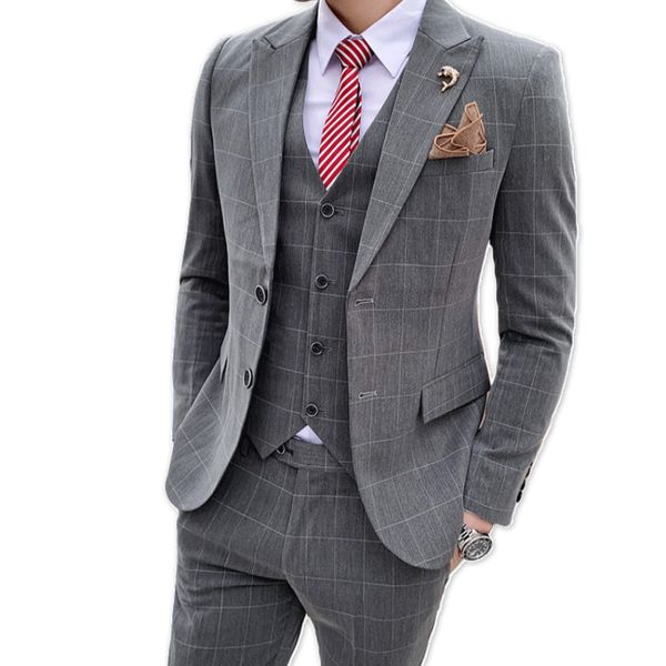 jacket + waistcoat + trousers) men's new spring/summer thin suit suit men's plaid fashion business casual three-piece, White;black
jacket + waistcoat + trousers) men's new spring/summer thin suit suit men's plaid fashion business casual three-piece, White;black