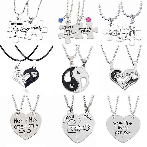 2 pcs/set yin yang tai chi necklace for couples broken heart puzzle king queen pendant necklaces send lovers jewelry gifts 2019, Silver
2 pcs/set yin yang tai chi necklace for couples broken heart puzzle king queen pendant necklaces send lovers jewelry gifts 2019, Silver