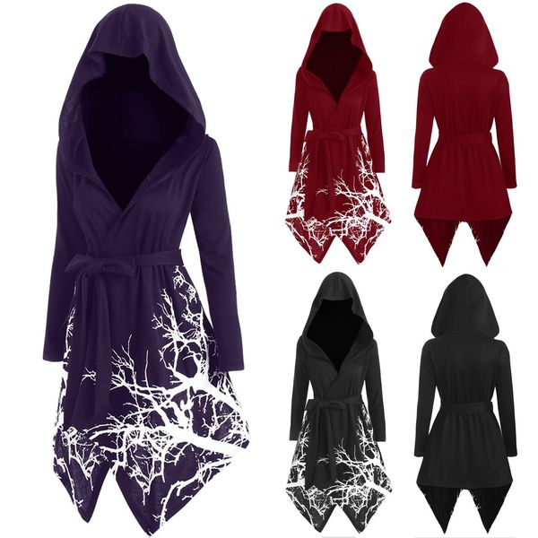 autumn hoodies loose print outwear casual trench women's plus size novelty tree print hooded cape irregular long belt coat, Tan;black
autumn hoodies loose print outwear casual trench women's plus size novelty tree print hooded cape irregular long belt coat, Tan;black