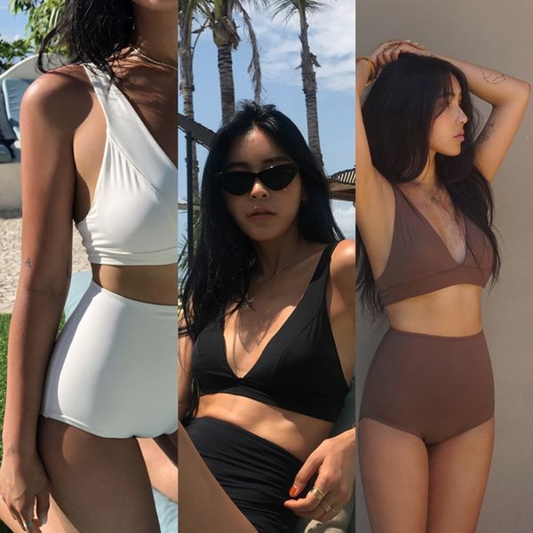 simple deep v high-waisted swimsuit bikini belly slimming split bikini spring holiday swimsuit female, Black
simple deep v high-waisted swimsuit bikini belly slimming split bikini spring holiday swimsuit female, Black