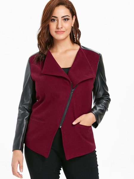 wipalo plus size faux leather color block panel jacket women winter autumn slim lapel long sleeve outerwear jackets 2018 coat, Black;brown
wipalo plus size faux leather color block panel jacket women winter autumn slim lapel long sleeve outerwear jackets 2018 coat, Black;brown