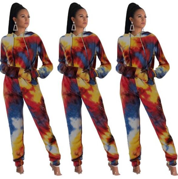 women designer tie dyed reset fashion long sleeve hooded two piece sets womens casual relaxed tracksuits, White
women designer tie dyed reset fashion long sleeve hooded two piece sets womens casual relaxed tracksuits, White