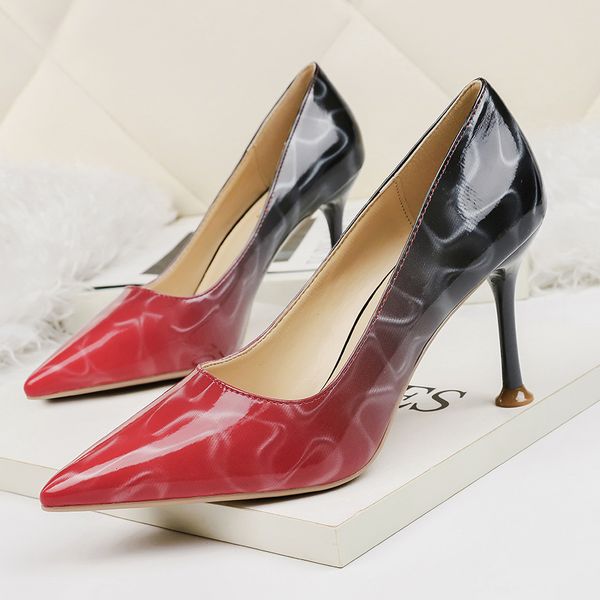 mixed color high heels shoes women pointed toe pumps fashion slip on slides patent leather shallow shoes casual zapatos mujer, Black
mixed color high heels shoes women pointed toe pumps fashion slip on slides patent leather shallow shoes casual zapatos mujer, Black