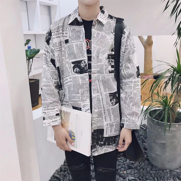 casual male clothes slim fit boy men shirts splicing spring square neck cotton blend long sleeve newspaper printing fashion, White;black
casual male clothes slim fit boy men shirts splicing spring square neck cotton blend long sleeve newspaper printing fashion, White;black