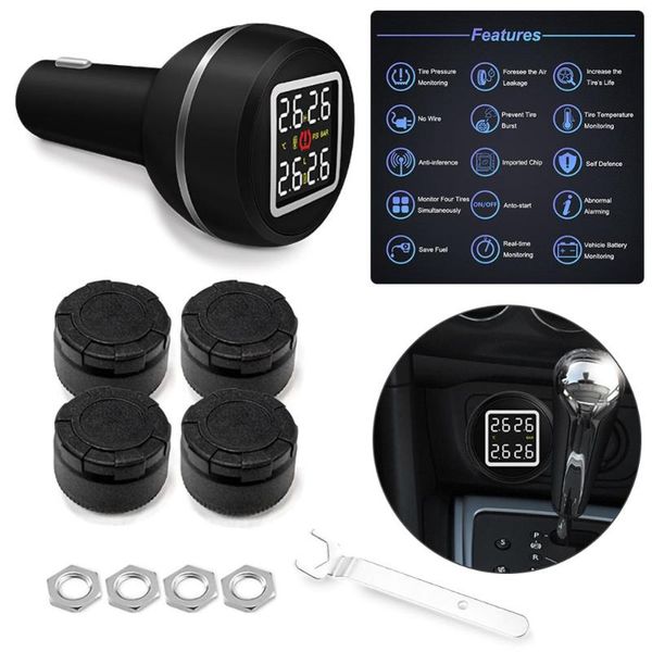 car tpms tire pressure and temperature monitoring system with usb socket 4 external sensors
car tpms tire pressure and temperature monitoring system with usb socket 4 external sensors