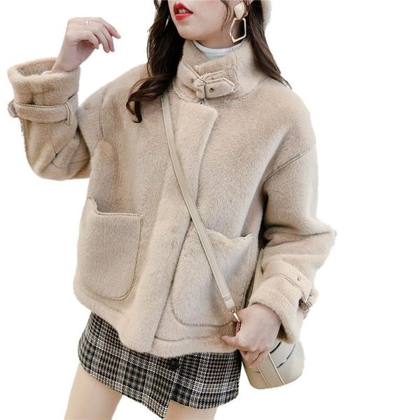 women 2019 spring auutmn faux mink cashmere jackets female casual solid warm overcoats ladies elegant chic short outerwear v890, Black
women 2019 spring auutmn faux mink cashmere jackets female casual solid warm overcoats ladies elegant chic short outerwear v890, Black