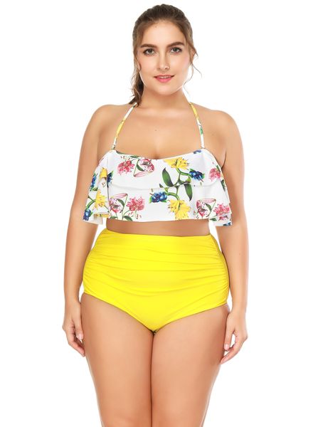 spot wholesale female ruffle edge halter swimwear large size strappy halter tankini two piece bikini for women, White;black
spot wholesale female ruffle edge halter swimwear large size strappy halter tankini two piece bikini for women, White;black
