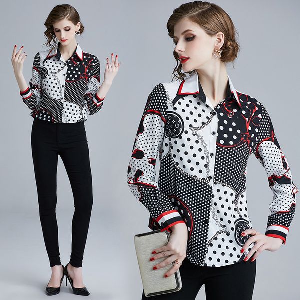 2019 Spring Runway Дизайнерская печати воротник OL женщин Ladies вскользь канцелярскую кнопк
2019 Spring Runway Дизайнерская печати воротник OL женщин Ladies вскользь канцелярскую кнопк