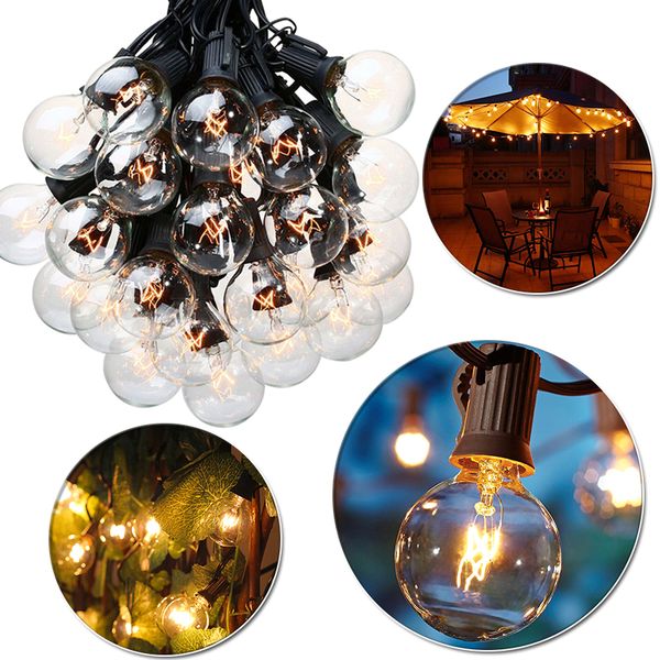 струнные светильники 18ft прозрачная глобусная лампа g40 набор струнных ламп с 25 лампами g40 в комплекте патио-фарыпатио-праздничные фонари