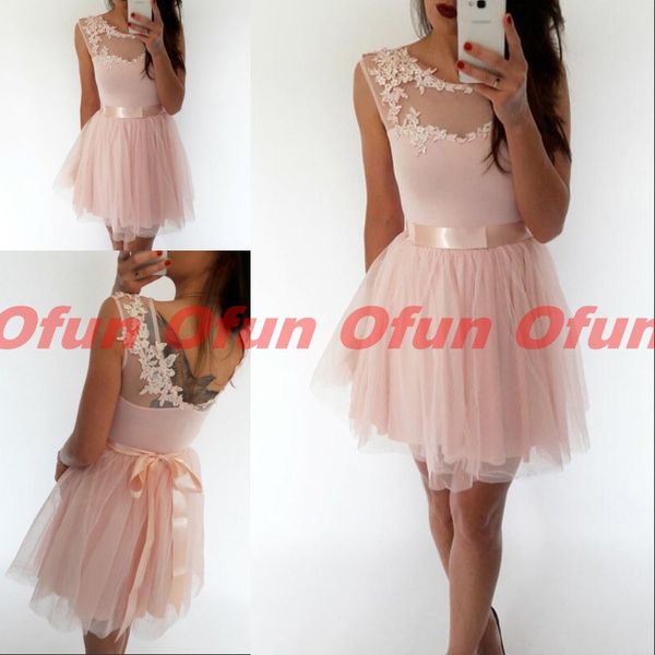 2019 classy pink short tulle sleeveless homecoming dress jewel neck appliques backless mini cocktail dress with ribbons, Blue;pink
2019 classy pink short tulle sleeveless homecoming dress jewel neck appliques backless mini cocktail dress with ribbons, Blue;pink