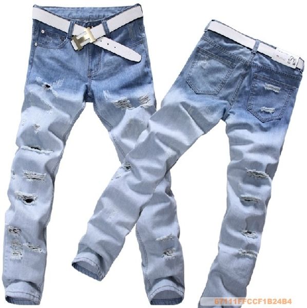 mixcubic 2019 spring england style unique gradient color ripped hole denim jeans men casual slim scratched size 28-36, Blue
mixcubic 2019 spring england style unique gradient color ripped hole denim jeans men casual slim scratched size 28-36, Blue