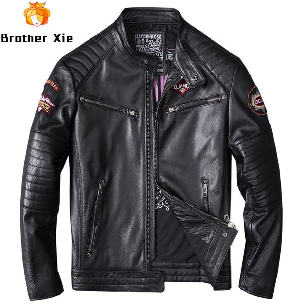 men's real cow leather jackets indiana embroidery genuine leather jackets black motorycycle coat for male
men's real cow leather jackets indiana embroidery genuine leather jackets black motorycycle coat for male