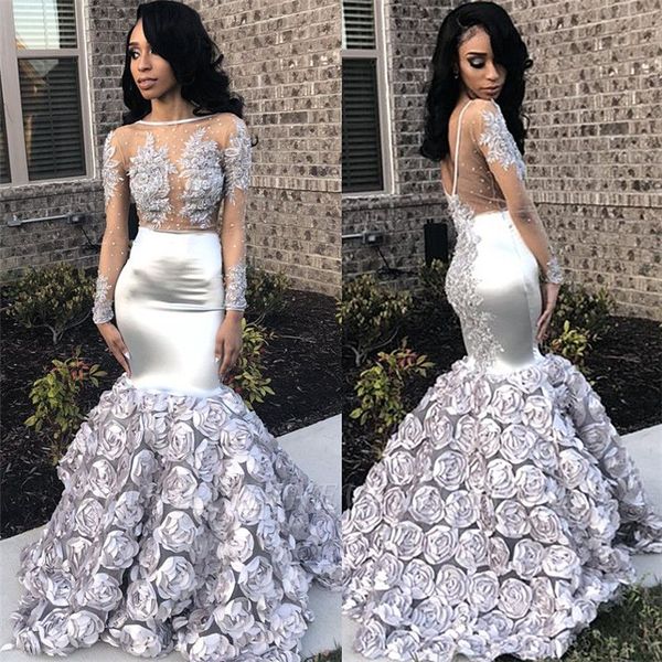 grey long sleeves lace appliques tulle flowers mermaid formal evening dress floor length women prom gown, White;black
grey long sleeves lace appliques tulle flowers mermaid formal evening dress floor length women prom gown, White;black