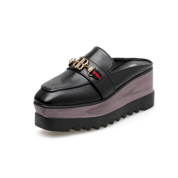 2019 new brand designer genuine leather woman mules shoes square toe sandals metal chain slippers platform shoes wedges slipper, Black
2019 new brand designer genuine leather woman mules shoes square toe sandals metal chain slippers platform shoes wedges slipper, Black