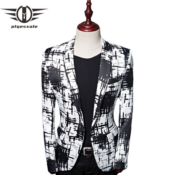 plyesxale contrast color men blazer designs fashion printed ink style casual blazer jacket slim fit stage costume homme q462, White;black
plyesxale contrast color men blazer designs fashion printed ink style casual blazer jacket slim fit stage costume homme q462, White;black