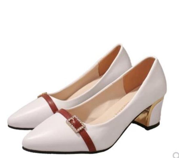 send 2018 autumn new style coarse heel shallow mouth middle heel pointed end blue patchwork women's shoes, Black
send 2018 autumn new style coarse heel shallow mouth middle heel pointed end blue patchwork women's shoes, Black