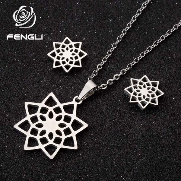 fengli stainless steel jewelry sets flower geometric earrings for women cartoon lotus flower necklace pendant wedding jewelry, Silver
fengli stainless steel jewelry sets flower geometric earrings for women cartoon lotus flower necklace pendant wedding jewelry, Silver