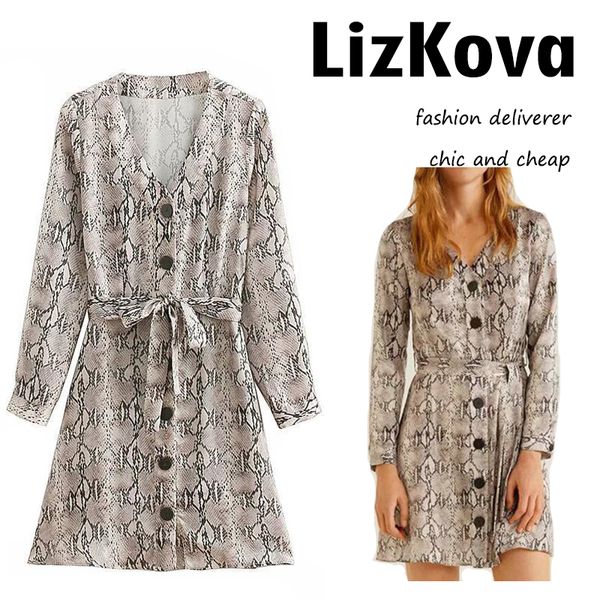 snake printing dress summer long sleeve single breasted dress with belt elegant loose v-neck vestidos, Black;gray
snake printing dress summer long sleeve single breasted dress with belt elegant loose v-neck vestidos, Black;gray