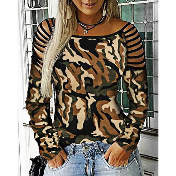 для женщин дизайнер t shirts камуфляж printed осень sexy hollow strap тонкий длинным рукавом экипаж шеи футболки женская мода тройники, White
для женщин дизайнер t shirts камуфляж printed осень sexy hollow strap тонкий длинным рукавом экипаж шеи футболки женская мода тройники, White