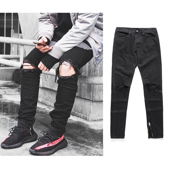 2017 fashion mens jeans hole full length pants ankle zipper cool black jogger damage hip hop rock star casual jeans, Blue
2017 fashion mens jeans hole full length pants ankle zipper cool black jogger damage hip hop rock star casual jeans, Blue
