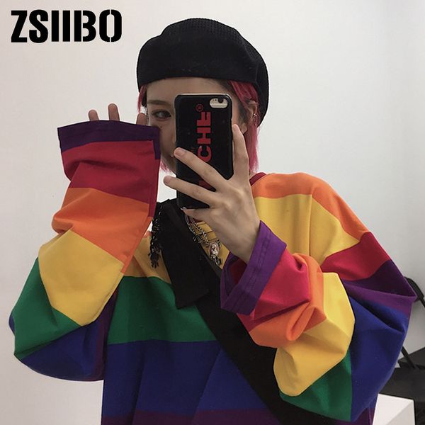 мода толстовка женщины радуга полосатый топы harajuku hoodey 2019 осень с длинным рукавом корейских punk фуфайки женской одежды, Black
мода толстовка женщины радуга полосатый топы harajuku hoodey 2019 осень с длинным рукавом корейских punk фуфайки женской одежды, Black