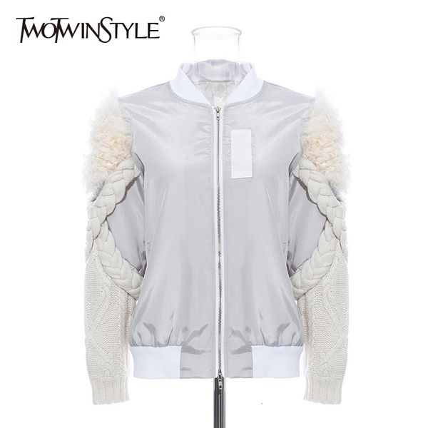 twotwinstyle patchwork fur kitting hit color women's coats turtleneck long sleeve causal jackets for female fashion clothing new, Black;brown
twotwinstyle patchwork fur kitting hit color women's coats turtleneck long sleeve causal jackets for female fashion clothing new, Black;brown