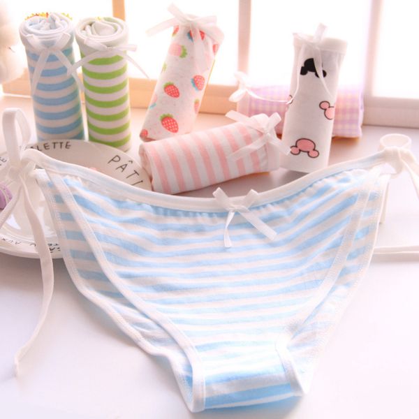 6Pcs/1lot Teenage Girls Underwear Cute Striped Panties Low Waist Lingerie Cotton Teens Bow Briefs Children Underpants
6Pcs/1lot Teenage Girls Underwear Cute Striped Panties Low Waist Lingerie Cotton Teens Bow Briefs Children Underpants